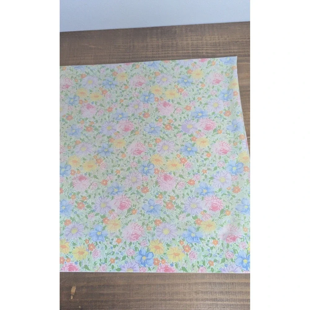 Burlington Vintage Floral Pillowcase Pastel Pink Blue Yellow Standard Percale